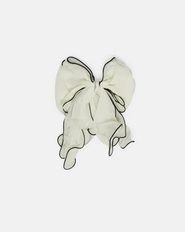 Women White Embellished Bow Hair Clip sold by Redtag