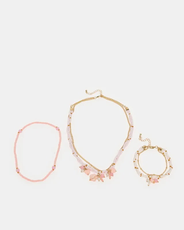 Girls Assorted Embellished Necklace Set (3 Piece) sold by Redtag
