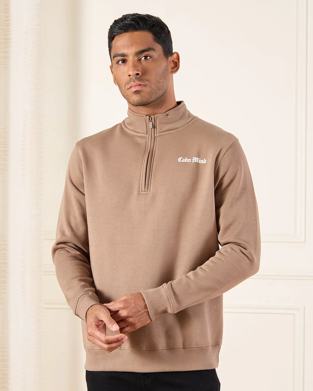 Men Brown Sweatshirt With Logo Print sold by Redtag