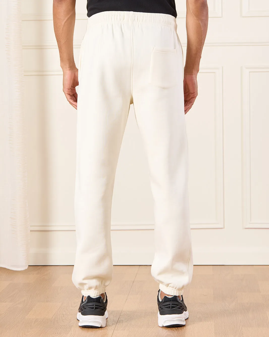 Men Ivory Basic Track Pants With Logo Print sold by Redtag product image thumbnail 3