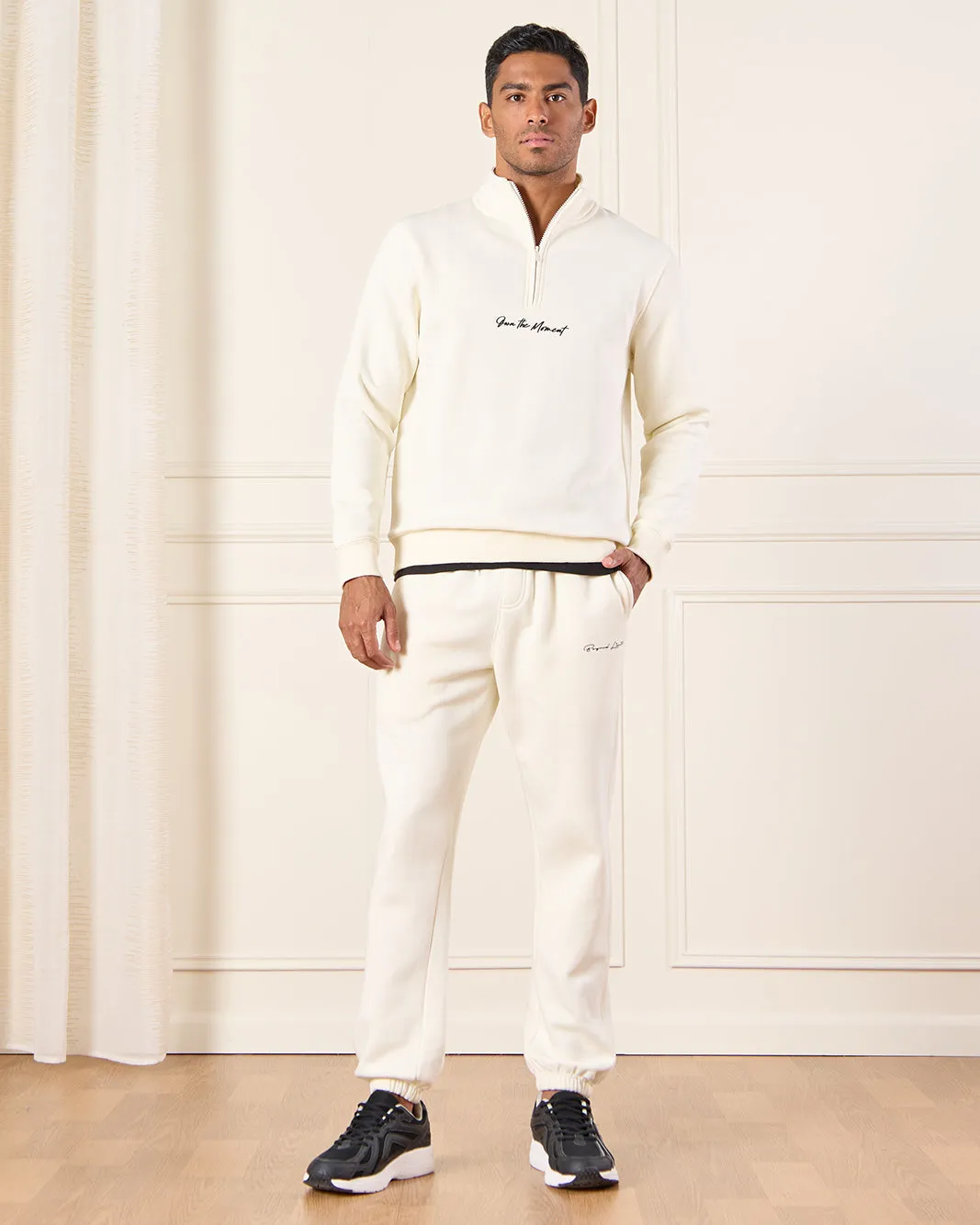 Men Ivory Basic Track Pants With Logo Print sold by Redtag product image thumbnail 2