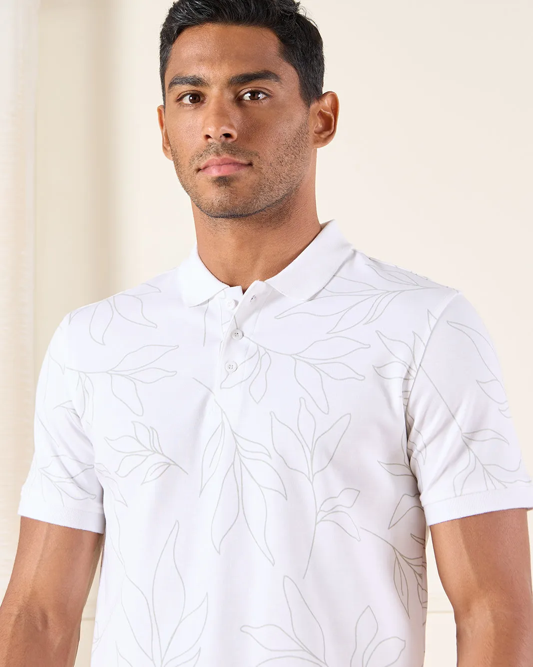 Men White Printed Polo Shirt sold by Redtag product image thumbnail 4