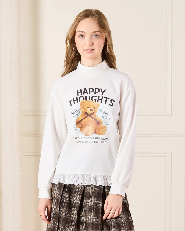 Senior Girls White High Neck Twofer Top sold by Redtag