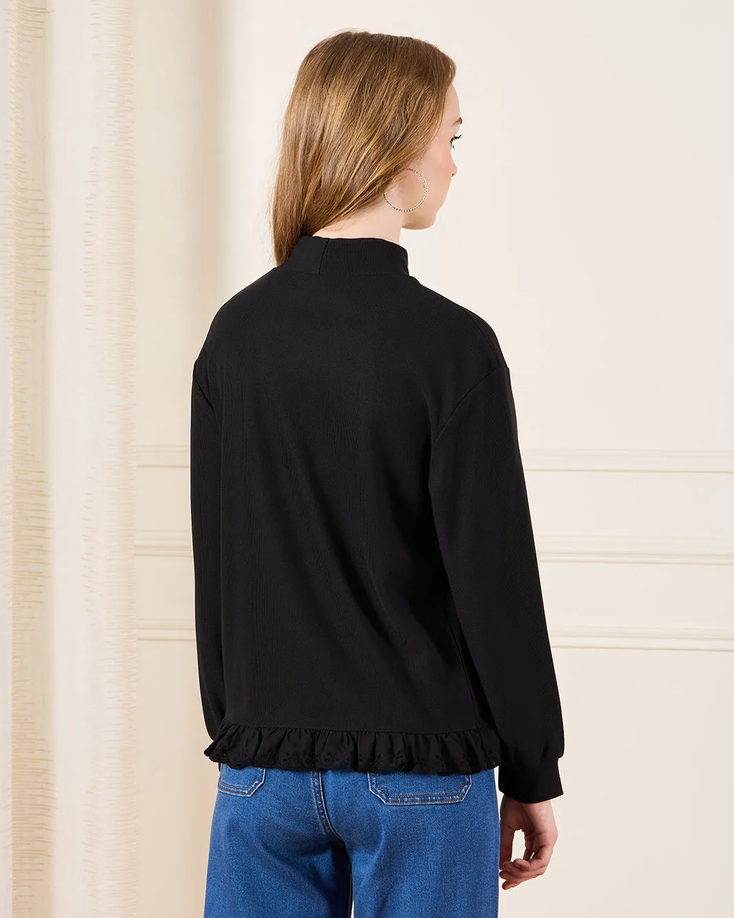 Senior Girls Black High Neck Floral Print Top sold by Redtag product image thumbnail 3