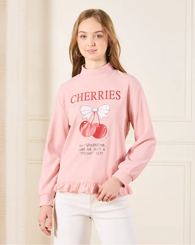 Senior Girls Pink High Neck Scuba Twofer Top sold by Redtag