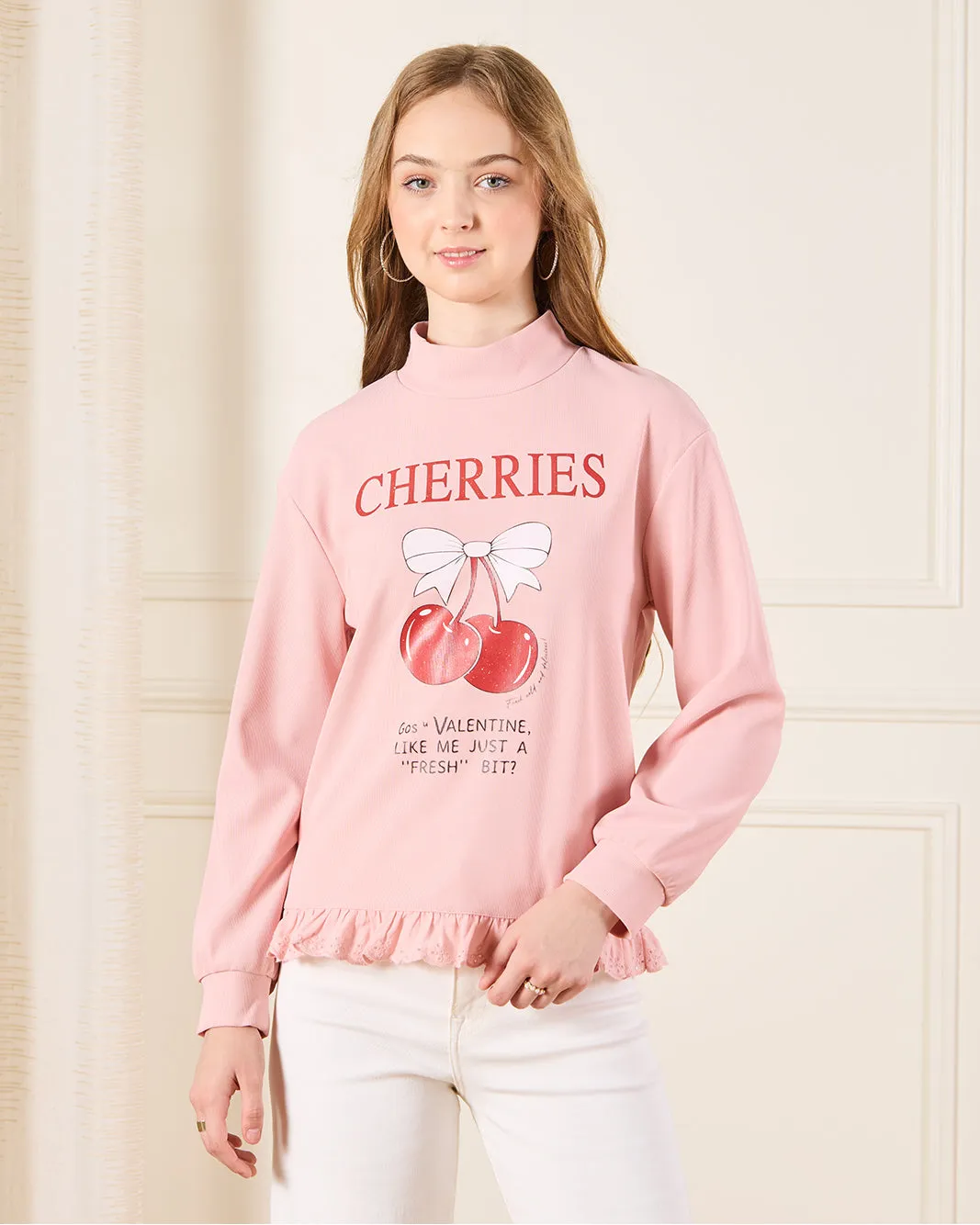 Senior Girls Pink High Neck Scuba Twofer Top sold by Redtag