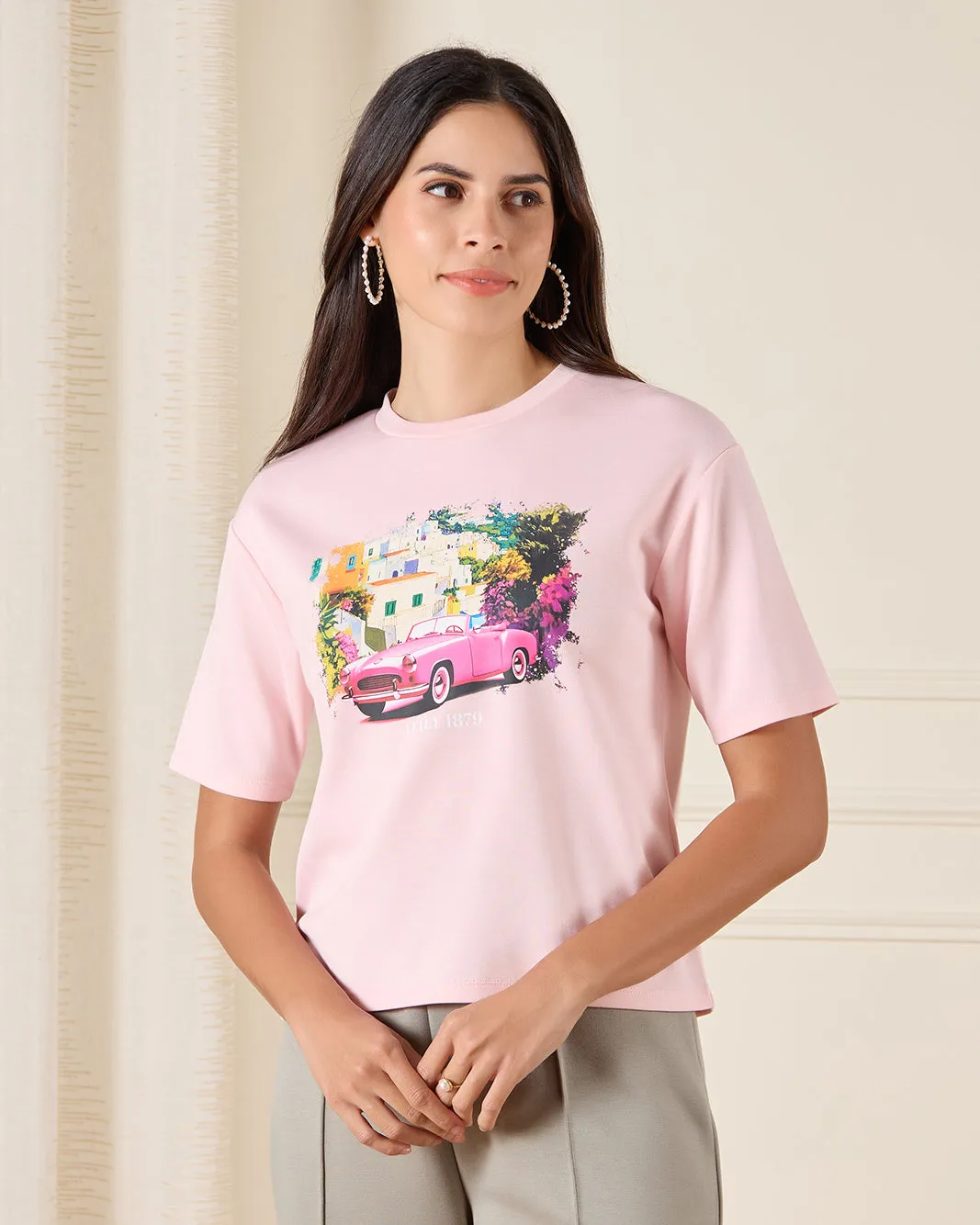 Women Pink Embellished T-Shirt sold by Redtag