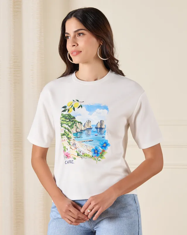 Women White Embellished T-Shirt sold by Redtag