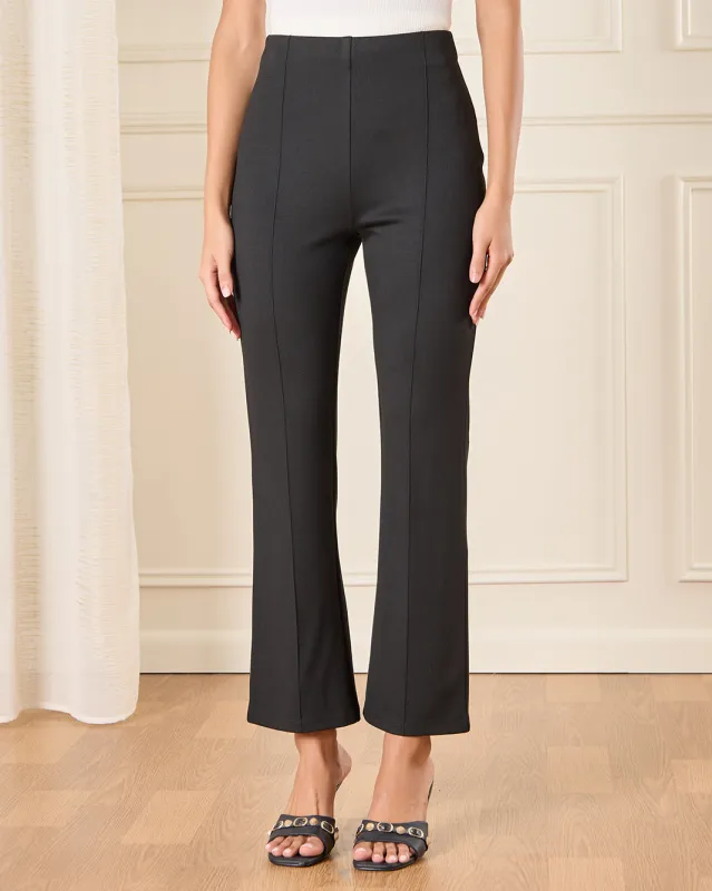Women Black Solid Wide Leg Pants sold by Redtag