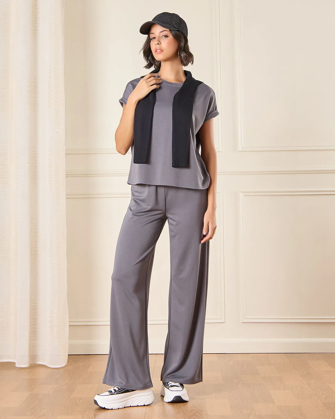 Women Grey Roll Sleeves Top sold by Redtag product image thumbnail 2