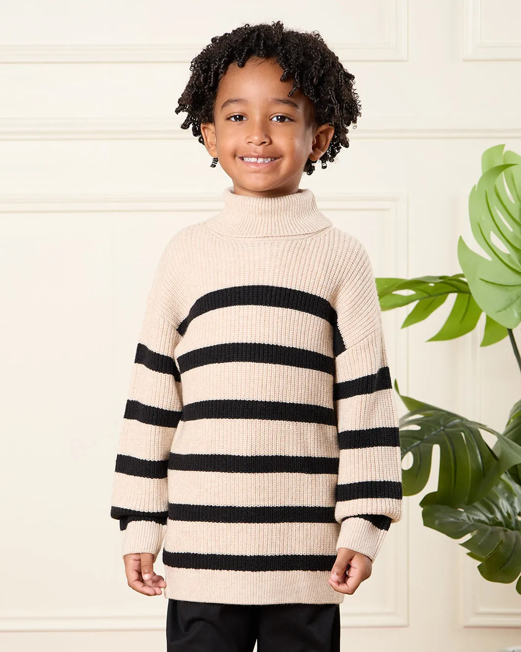 Boys Cream Striped Jumper sold by Redtag