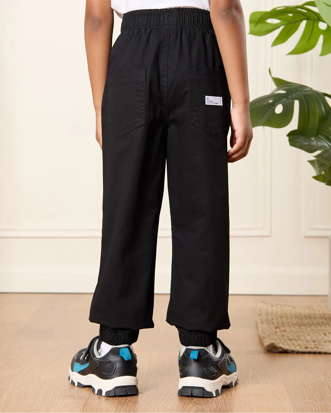 Boys Black Solid Joggers sold by Redtag product image thumbnail 3