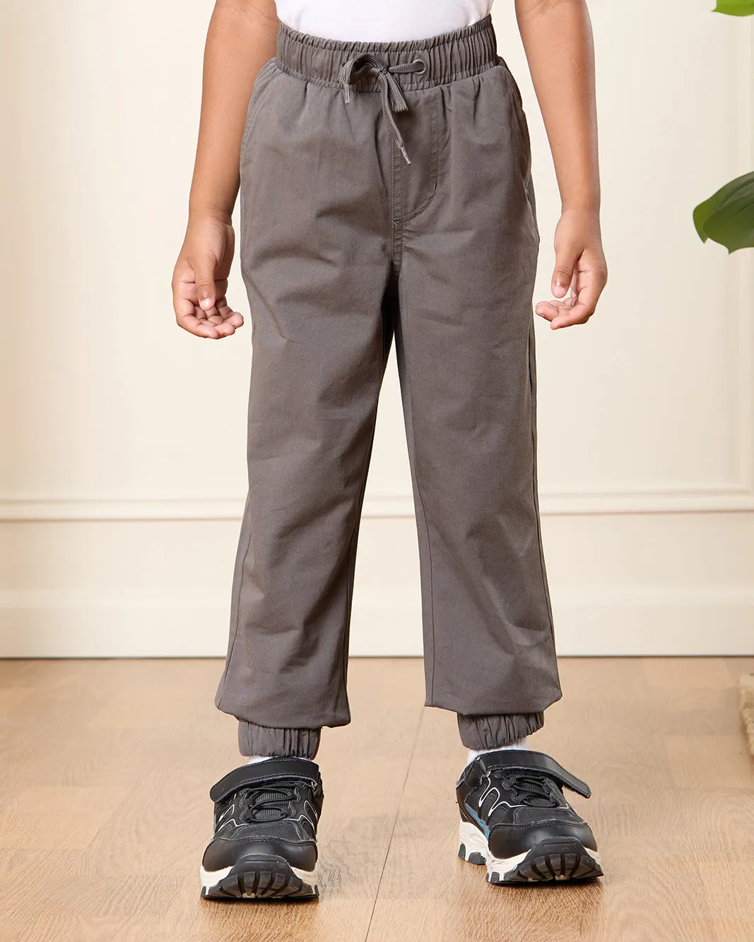 Boys Charcoal Solid Joggers sold by Redtag