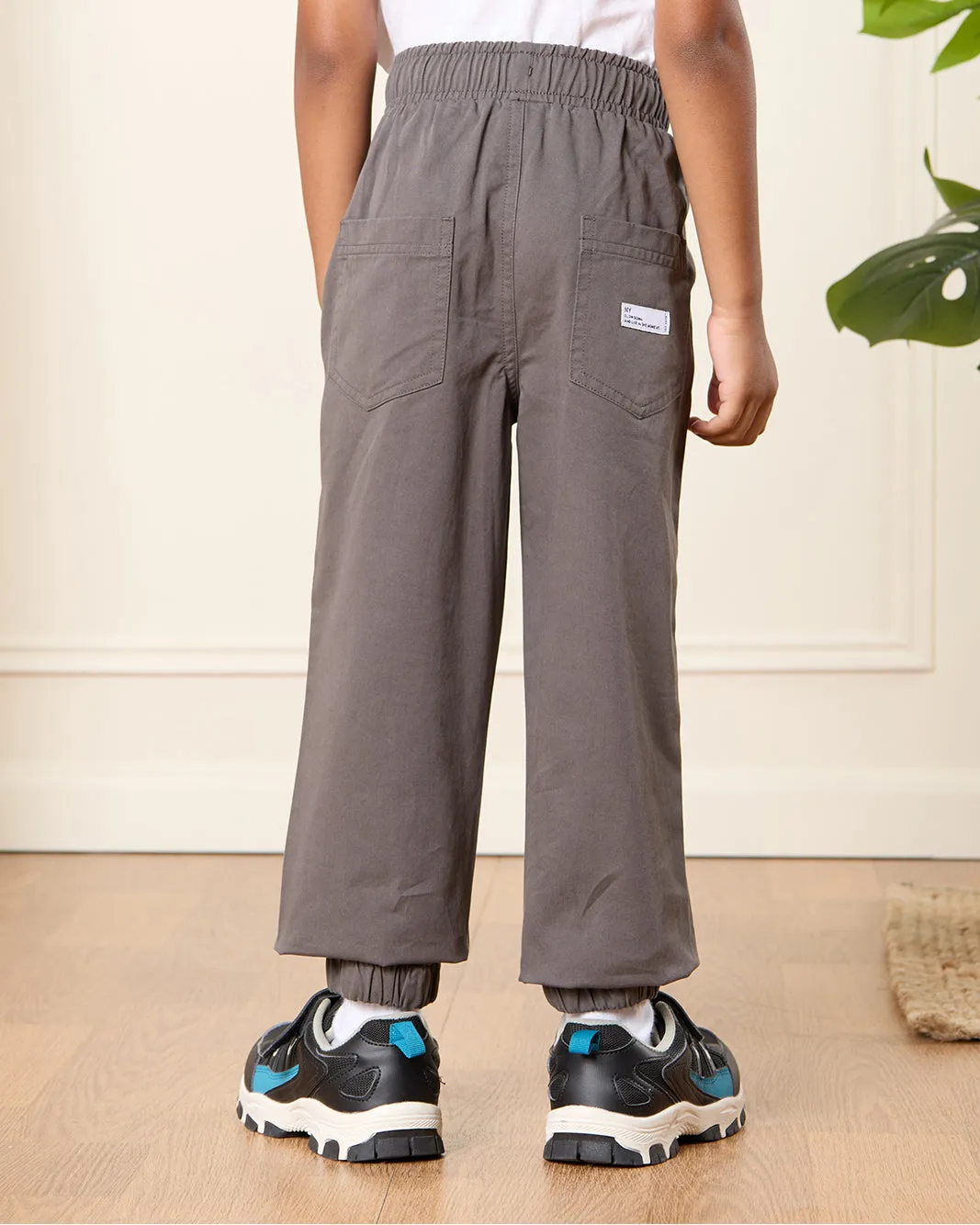 Boys Charcoal Solid Joggers sold by Redtag product image thumbnail 3
