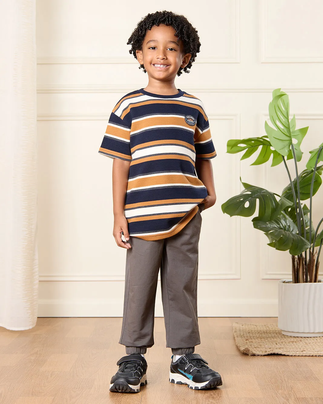 Boys Charcoal Solid Joggers sold by Redtag product image thumbnail 2