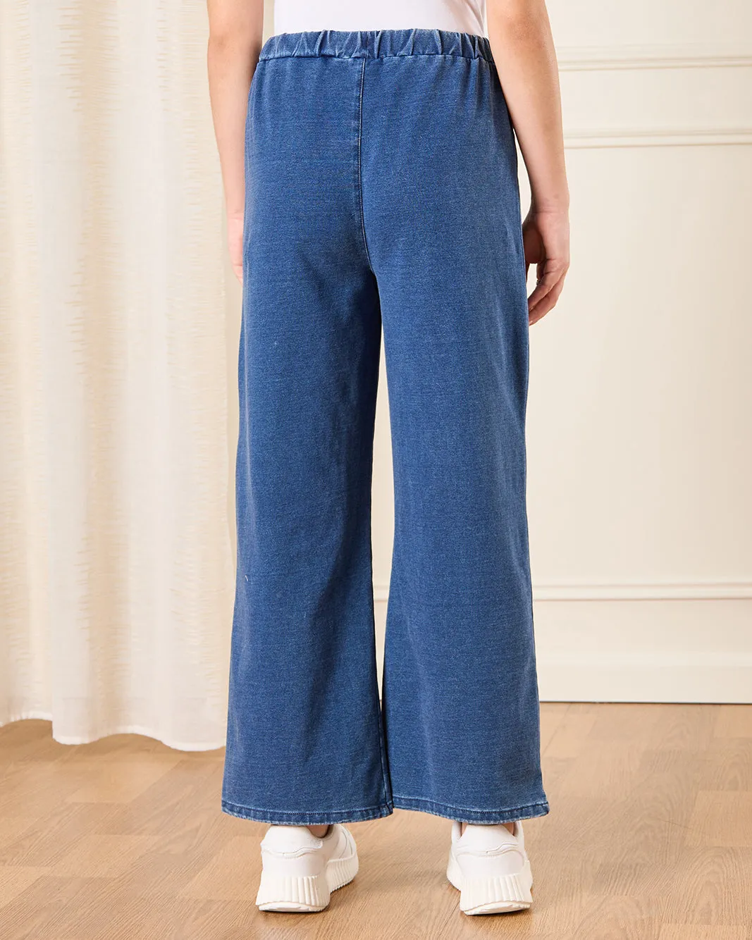 Senior Girls Blue Wide leg Knitted Pull on Jeans sold by Redtag product image thumbnail 3