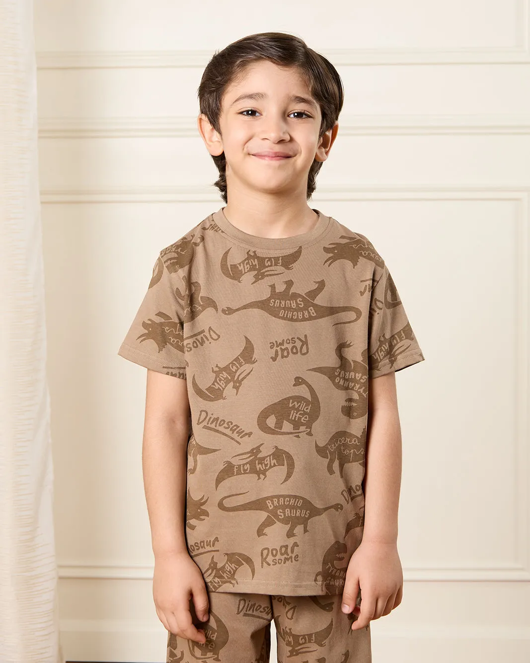 Boys Beige Printed Pyjama Set (2 Piece) sold by Redtag product image thumbnail 2