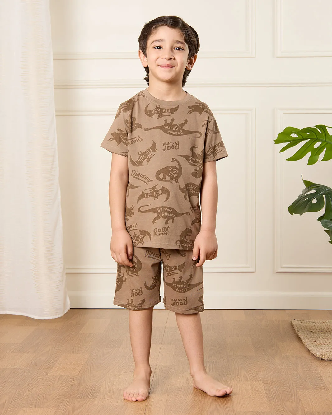 Boys Beige Printed Pyjama Set (2 Piece) sold by Redtag