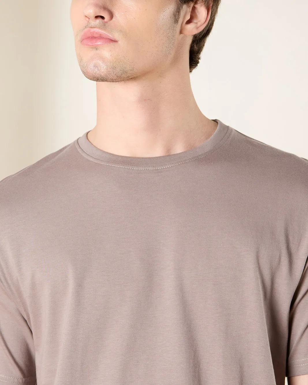 Men Grey Solid T-Shirt sold by Redtag product image thumbnail 4