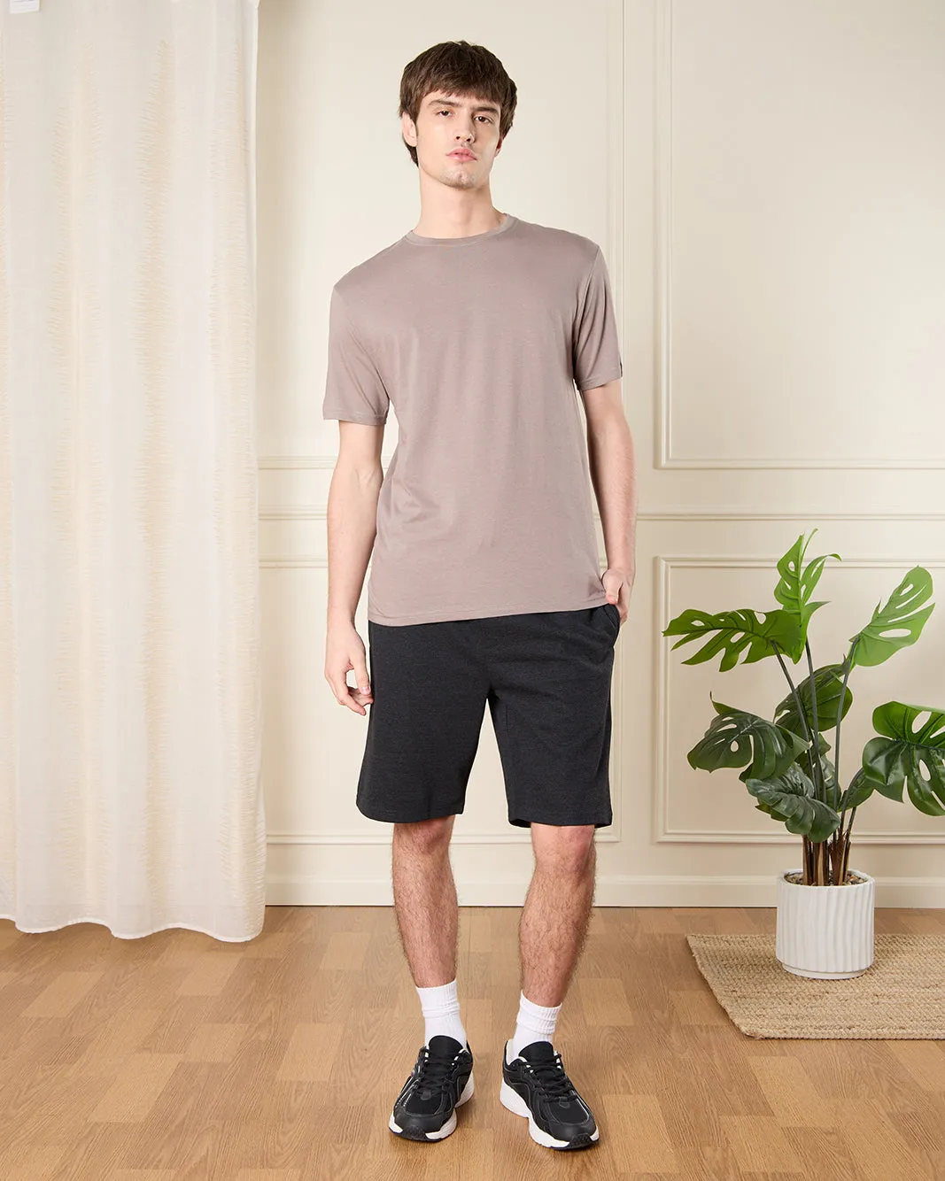 Men Grey Solid T-Shirt sold by Redtag product image thumbnail 2