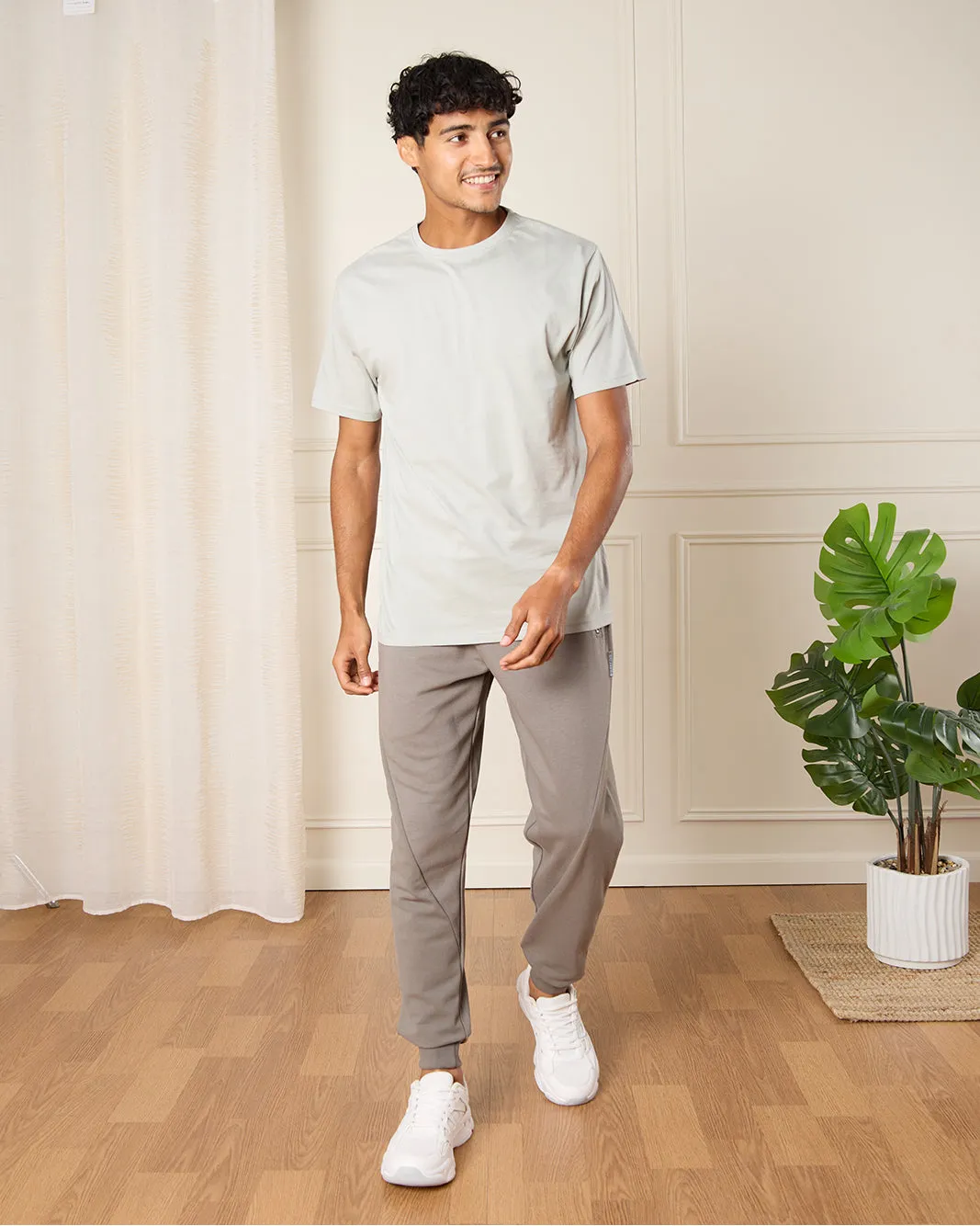 Men Grey Solid T-Shirt sold by Redtag product image thumbnail 2