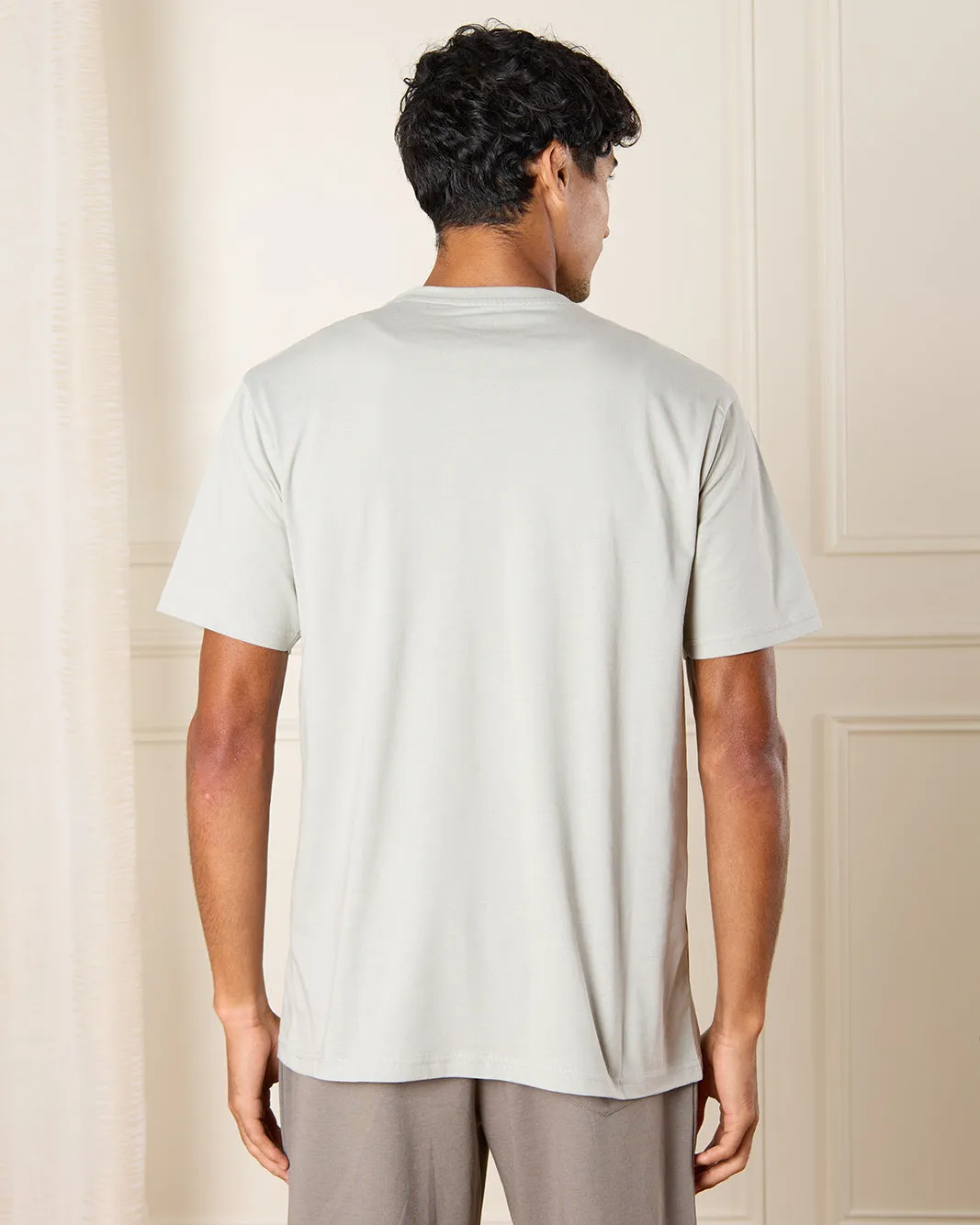 Men Grey Solid T-Shirt sold by Redtag product image thumbnail 3