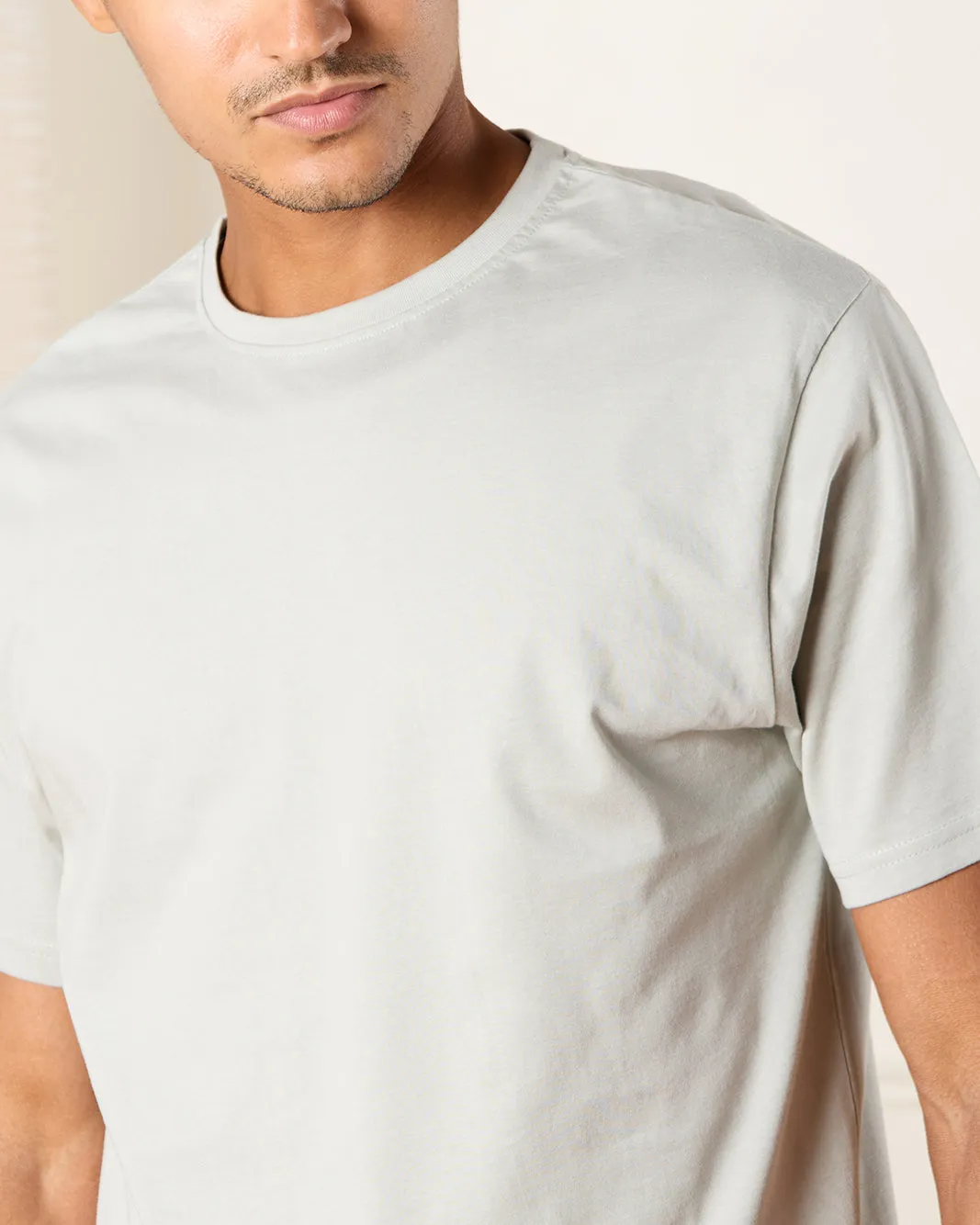 Men Grey Solid T-Shirt sold by Redtag product image thumbnail 4