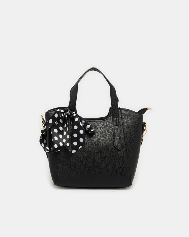 Women Black Tote Bag With Scarf sold by Redtag