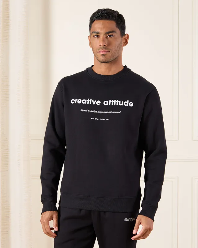 Men Black Graphic Crew Neck Sweatshirt sold by Redtag