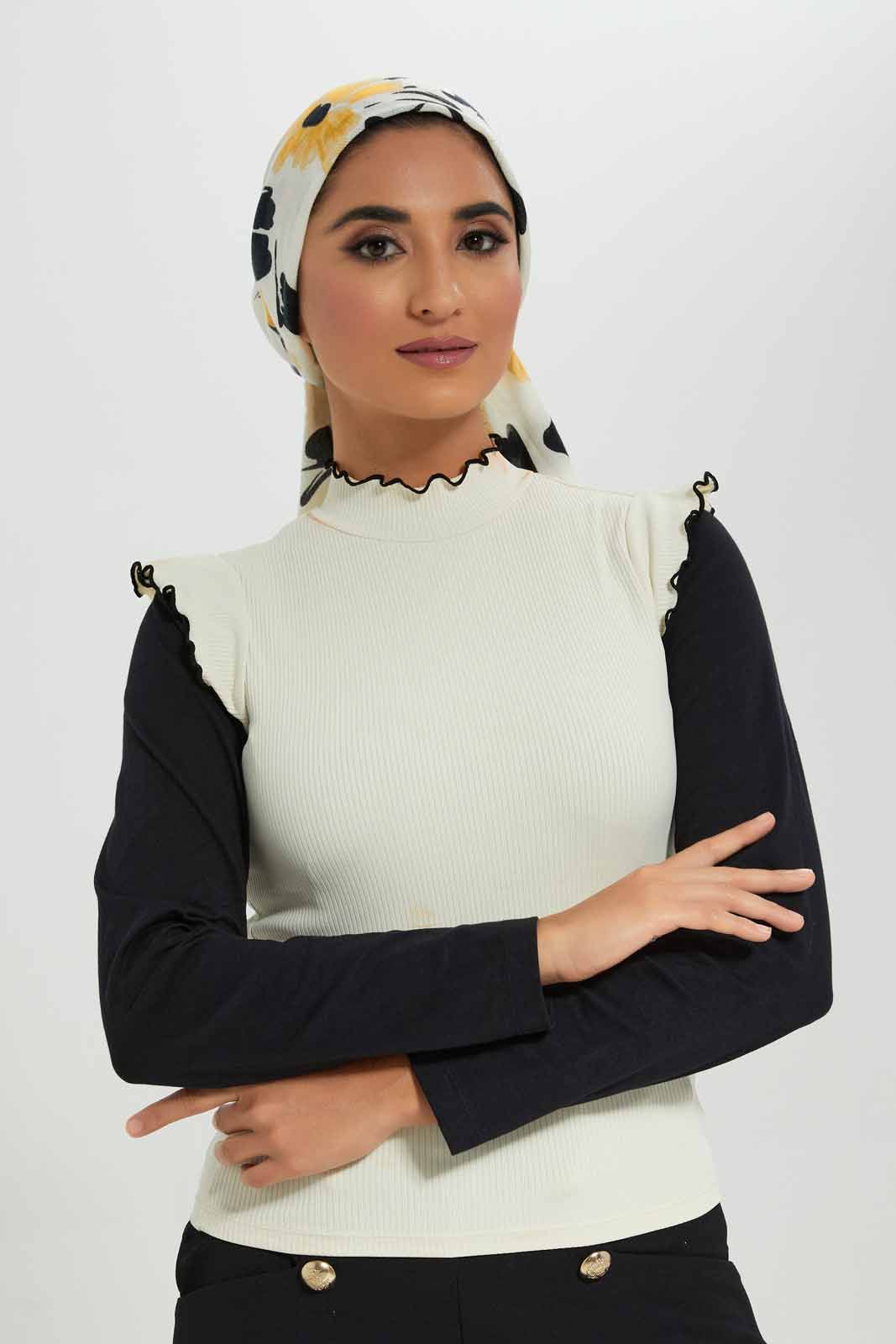 Women Cream High-Neck Ribbed Top sold by Redtag product image thumbnail 5