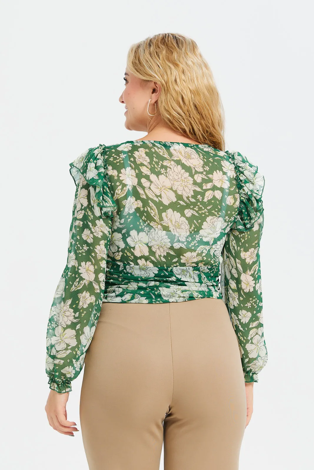 Woman Green Print Blouse sold by Redtag product image thumbnail 3