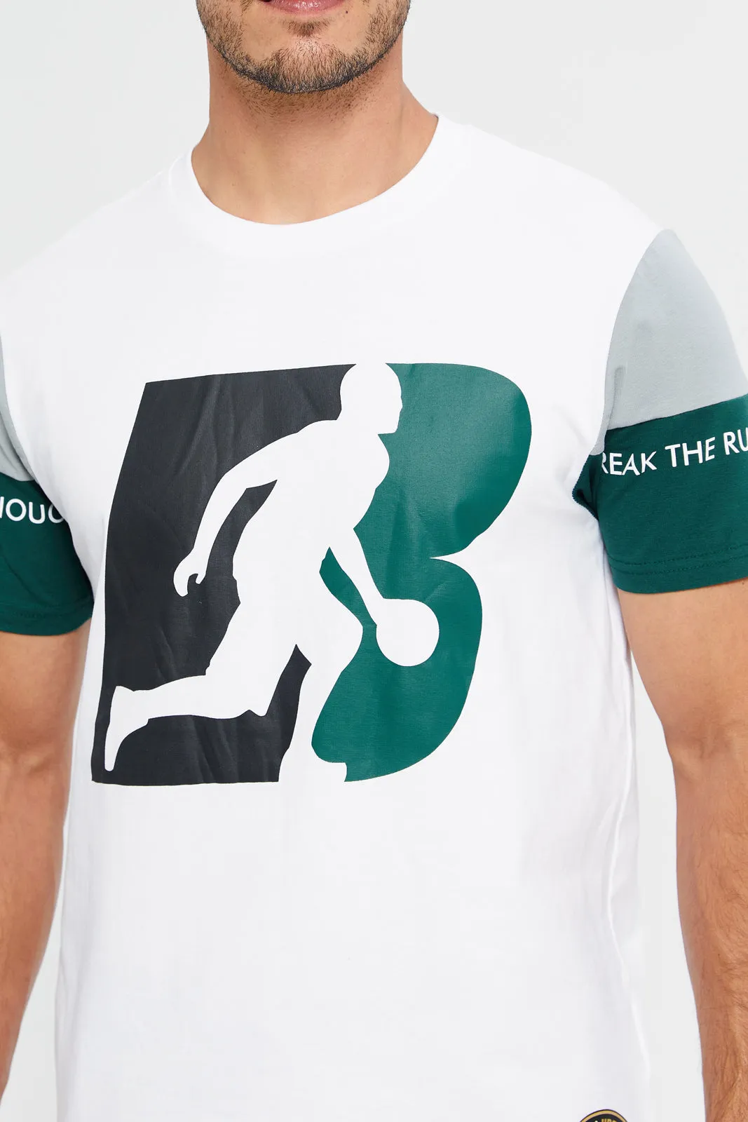 Men White Printed Active T-Shirt sold by Redtag product image thumbnail 4