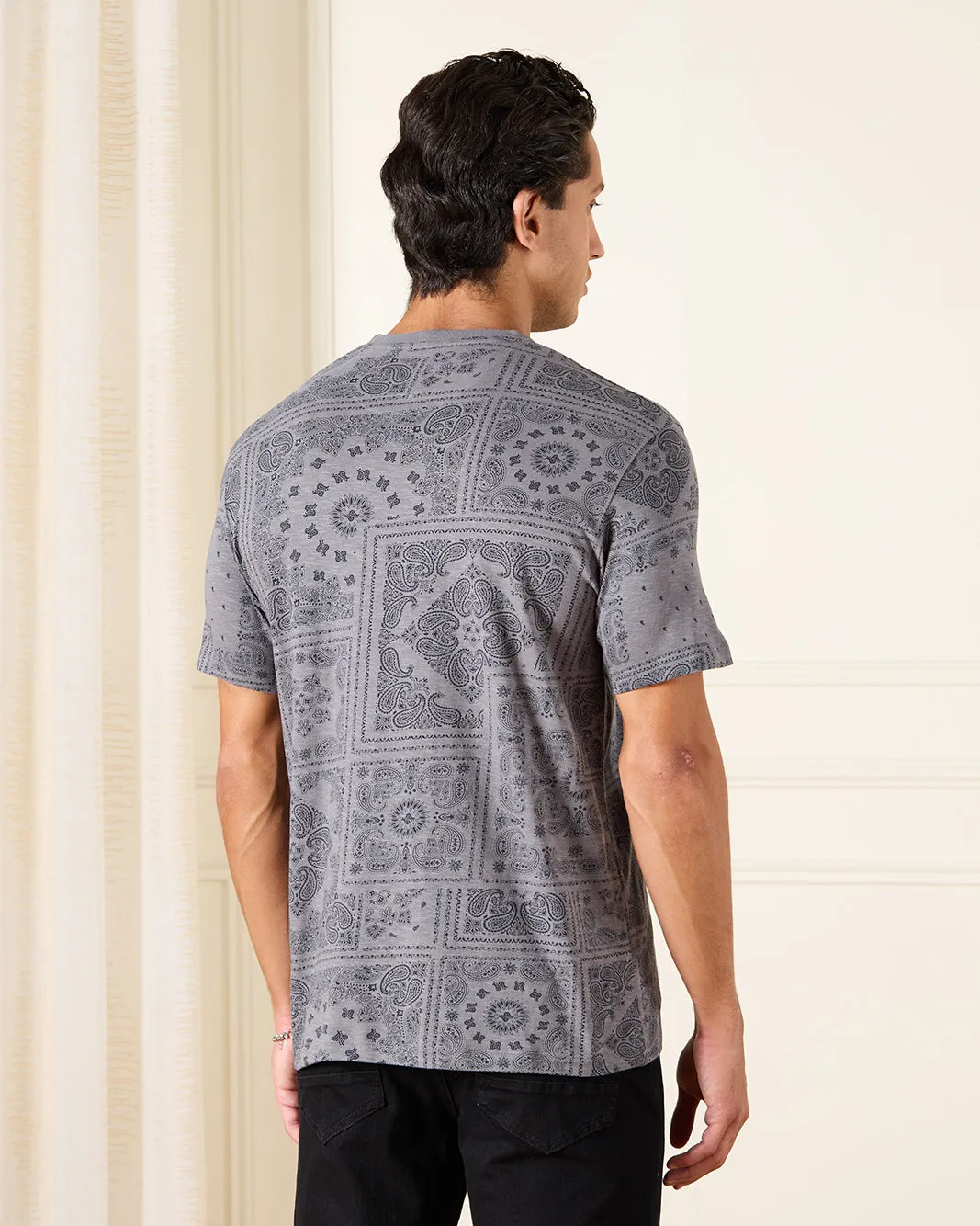 Men Grey Graphic T-Shirt sold by Redtag product image thumbnail 3
