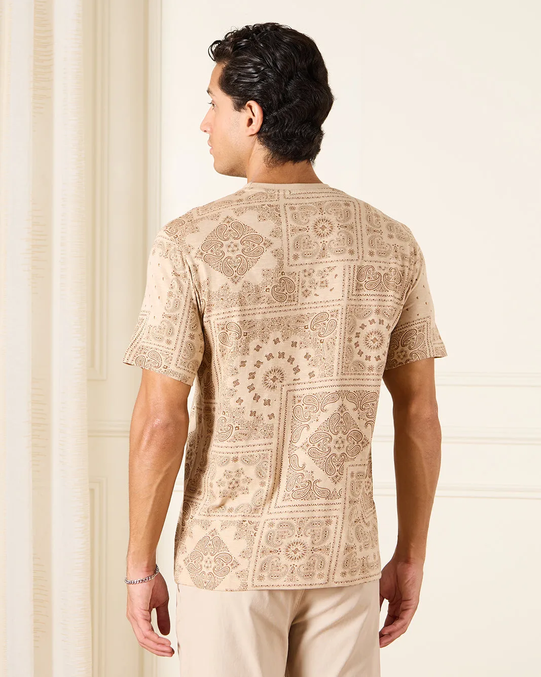 Men Beige Graphic T-Shirt sold by Redtag product image thumbnail 3