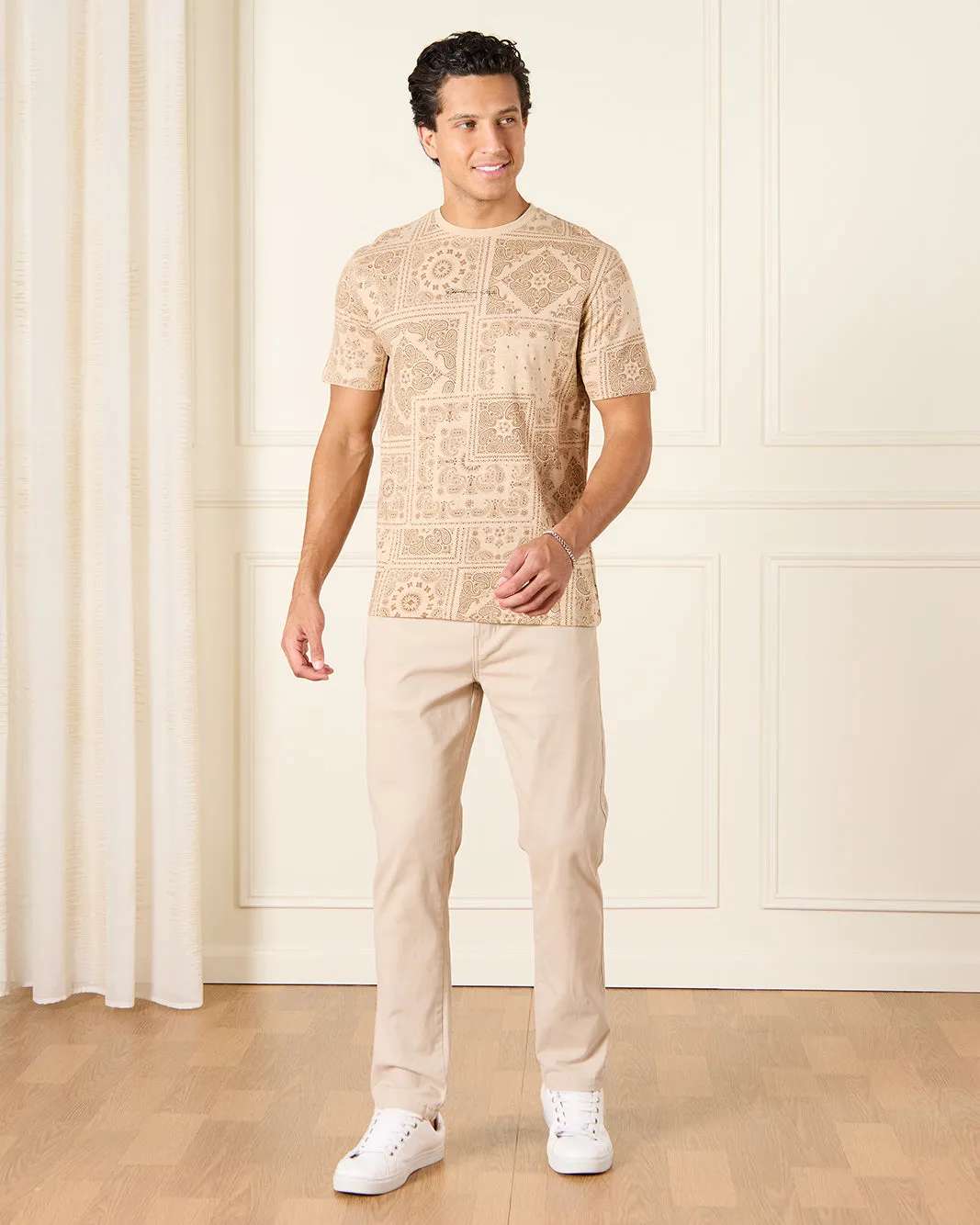 Men Beige Graphic T-Shirt sold by Redtag product image thumbnail 2