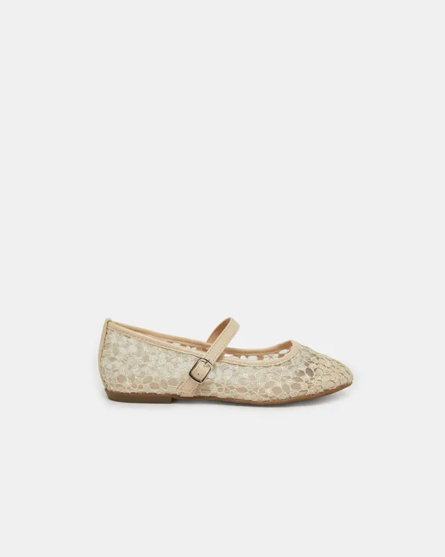Senior Girls Beige Embroidery Ballerina sold by Redtag