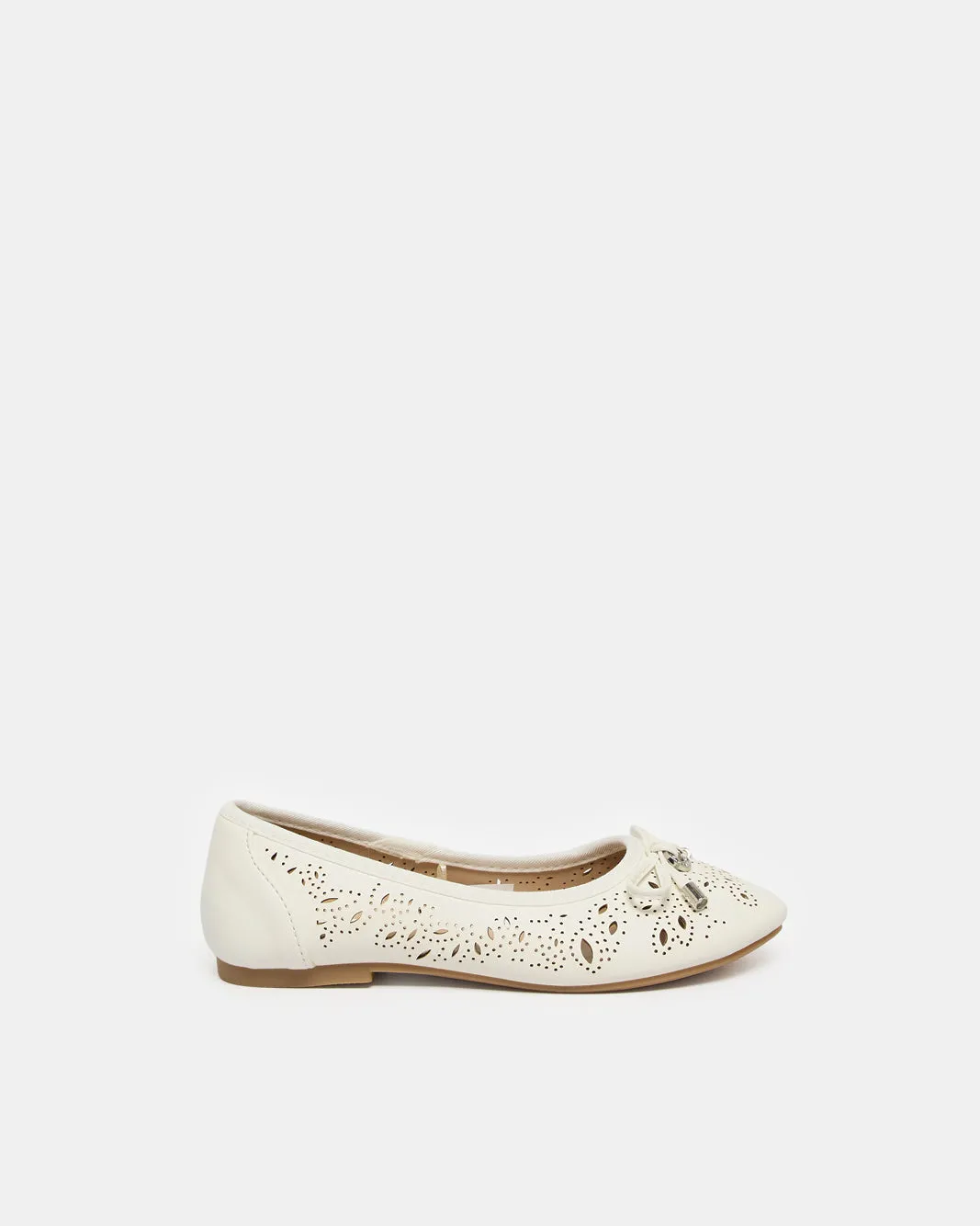 Senior Girls White Laser Cut Ballerina sold by Redtag
