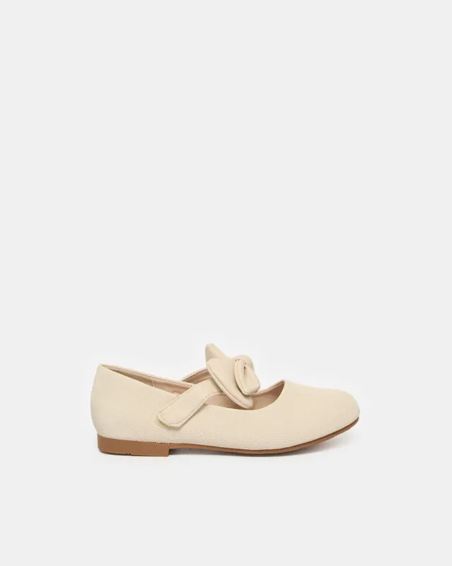 Senior Girls Beige Bow Strap Ballerina sold by Redtag