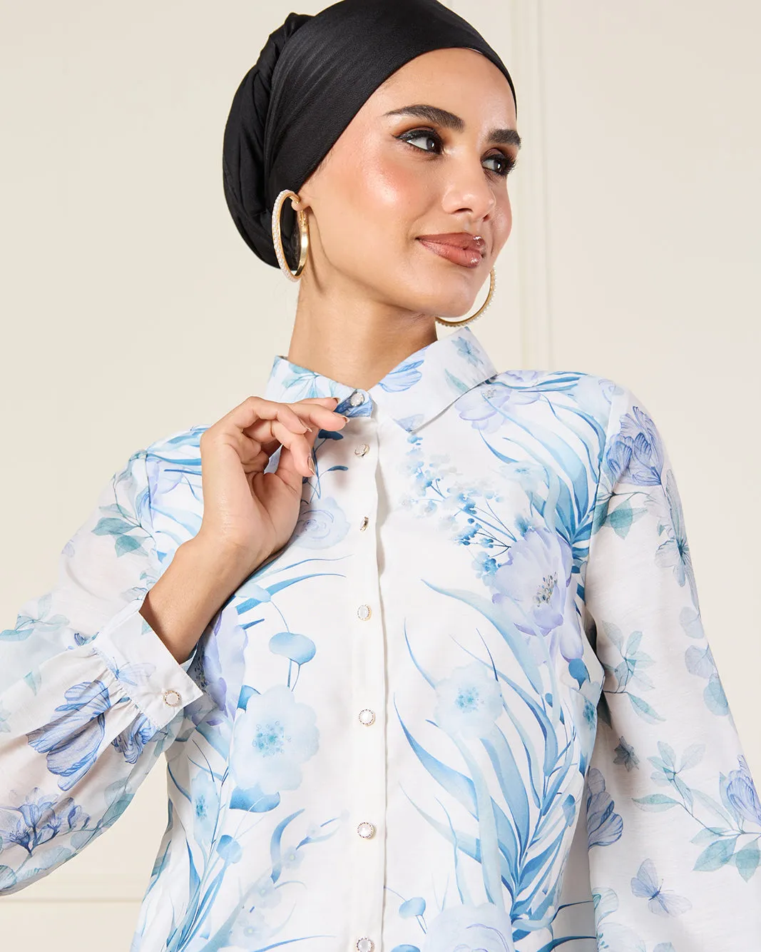 Women Blue Printed Collar Shirt sold by Redtag product image thumbnail 4