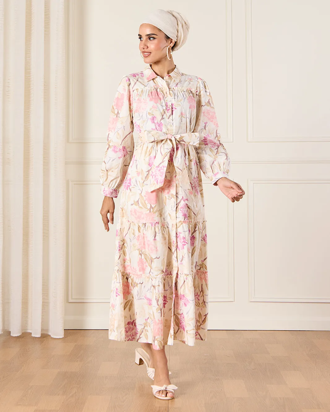 Women Pink Printed Belted Dress sold by Redtag product image thumbnail 4