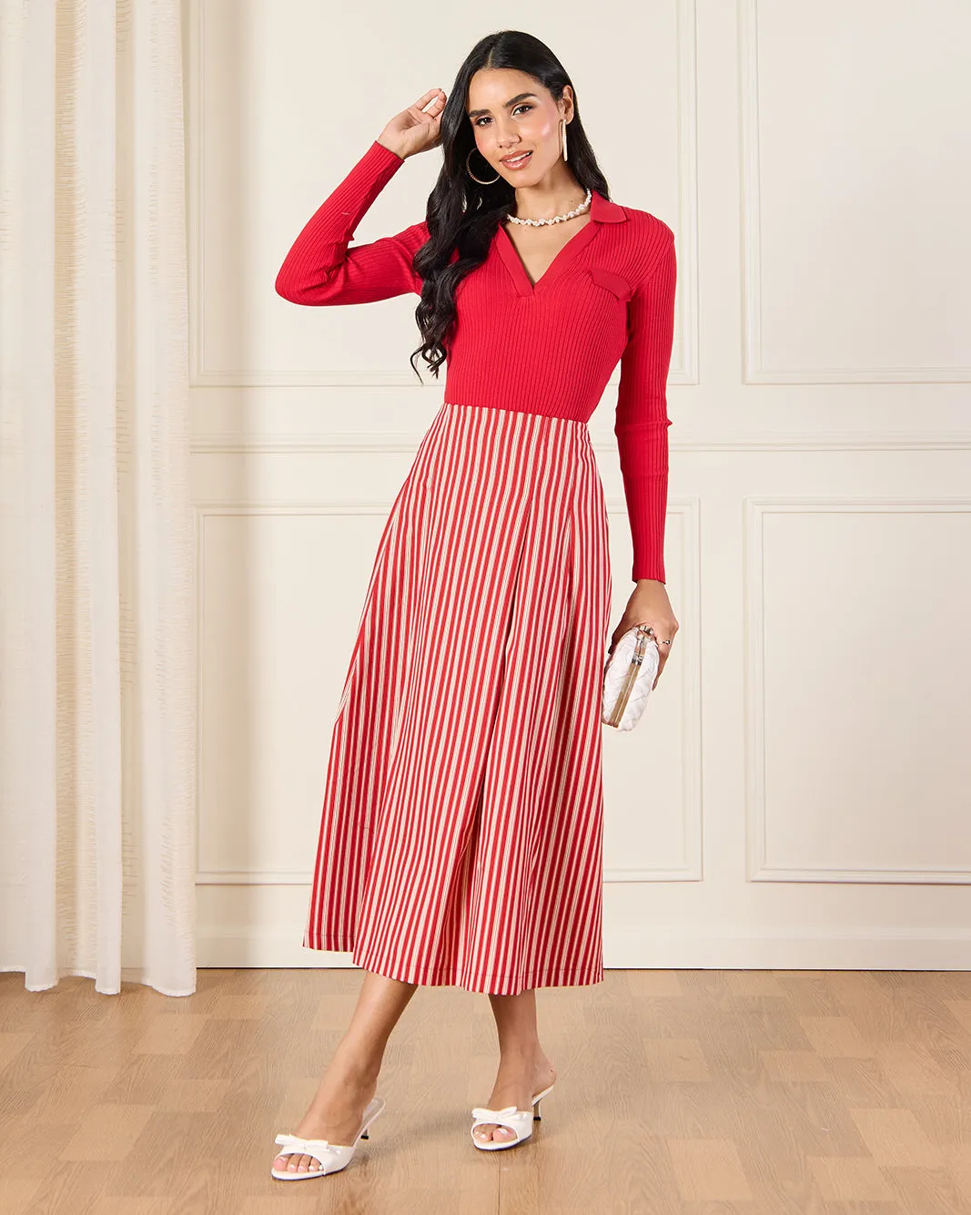 Women Red Striped Skirt sold by Redtag product image thumbnail 2