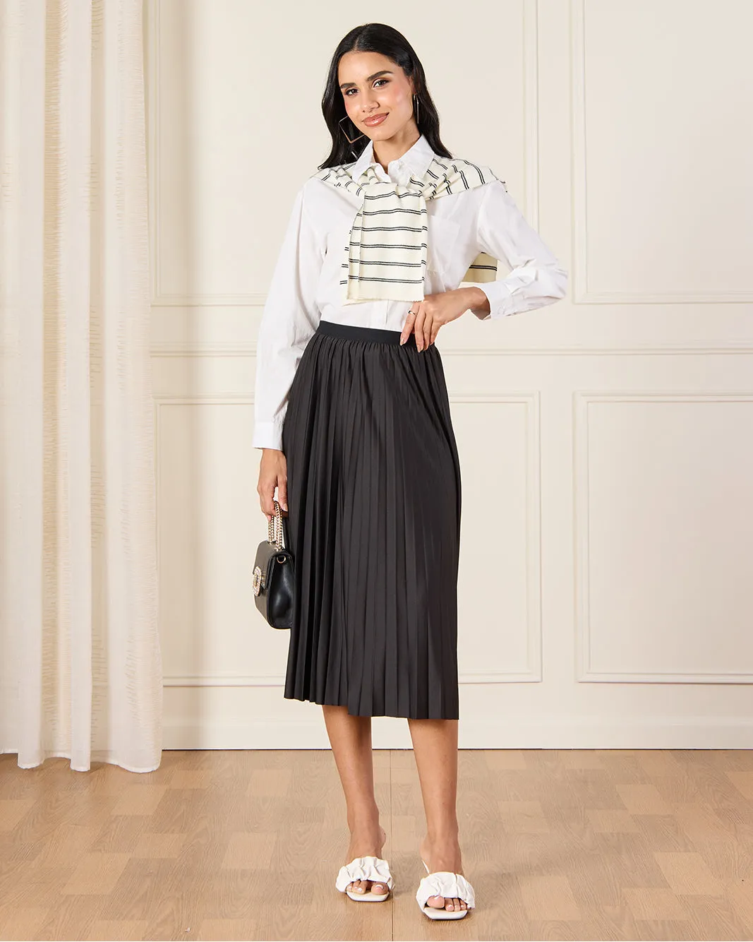 Women Black Pleated Skirt sold by Redtag product image thumbnail 2