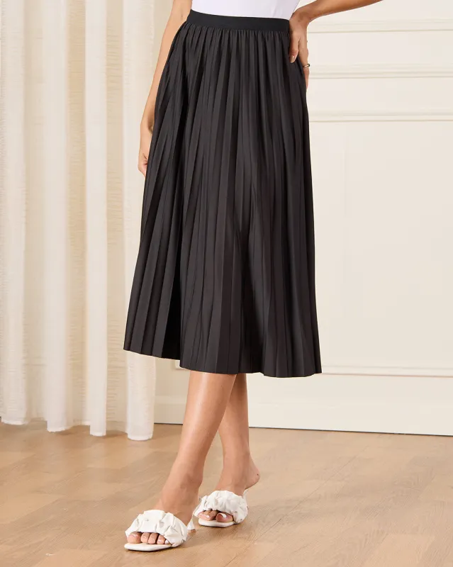 Women Black Pleated Skirt sold by Redtag