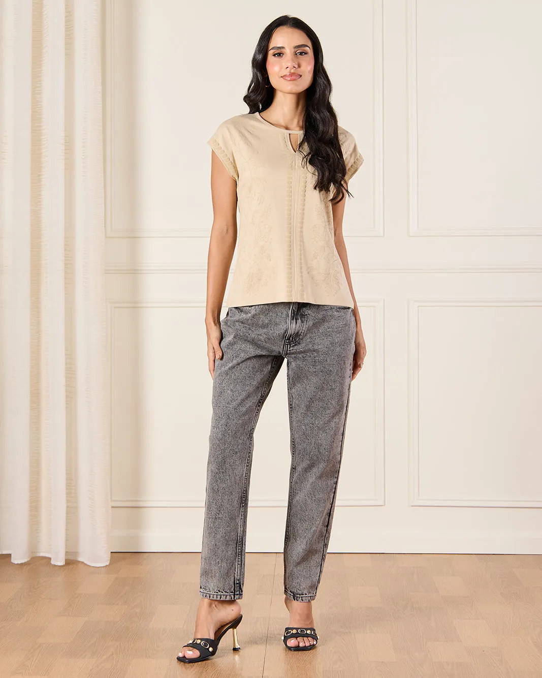 Women Beige Panel Detailed Top sold by Redtag product image thumbnail 2