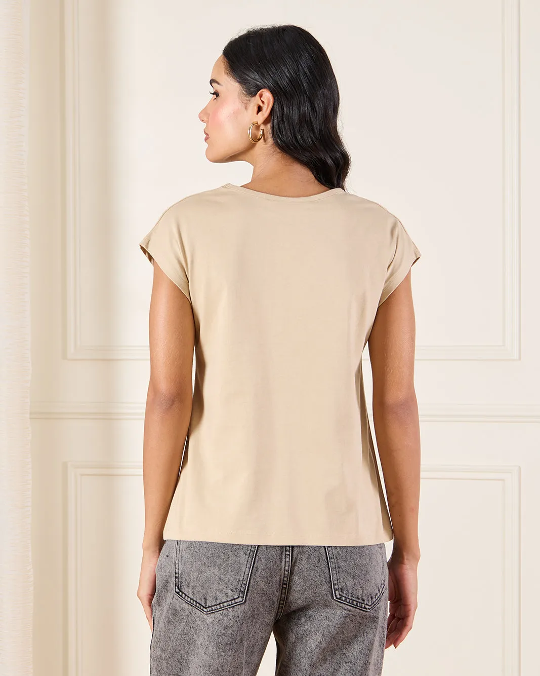 Women Beige Panel Detailed Top sold by Redtag product image thumbnail 3