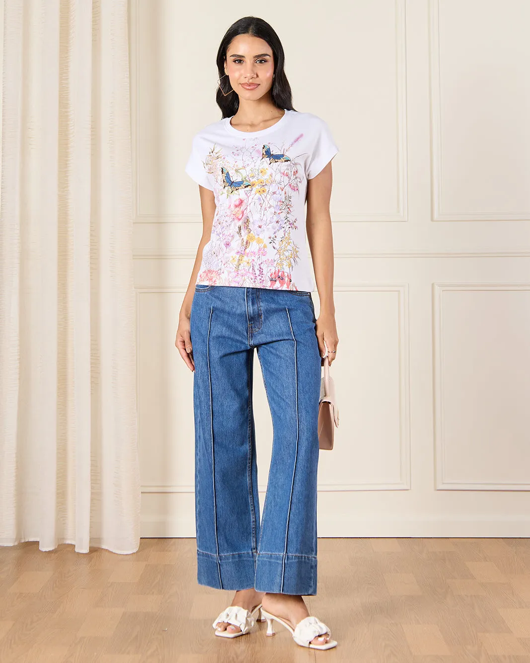 Women White Printed Front Embroidered Top sold by Redtag product image thumbnail 2