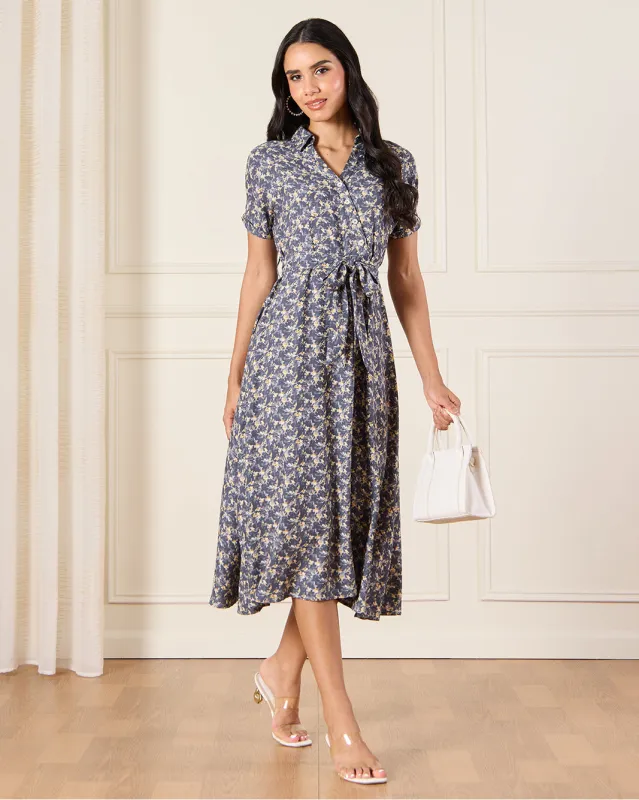 Women Blue Printed  Dress sold by Redtag