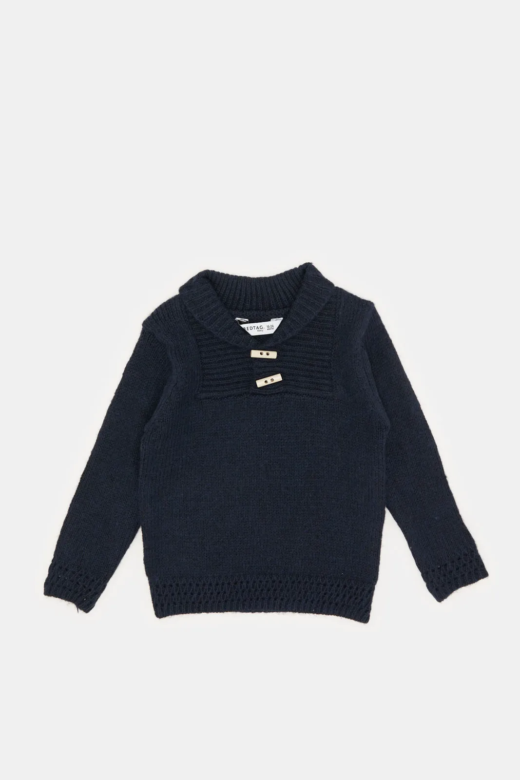 Infant Boys Navy Shawl Collar Pullover sold by Redtag