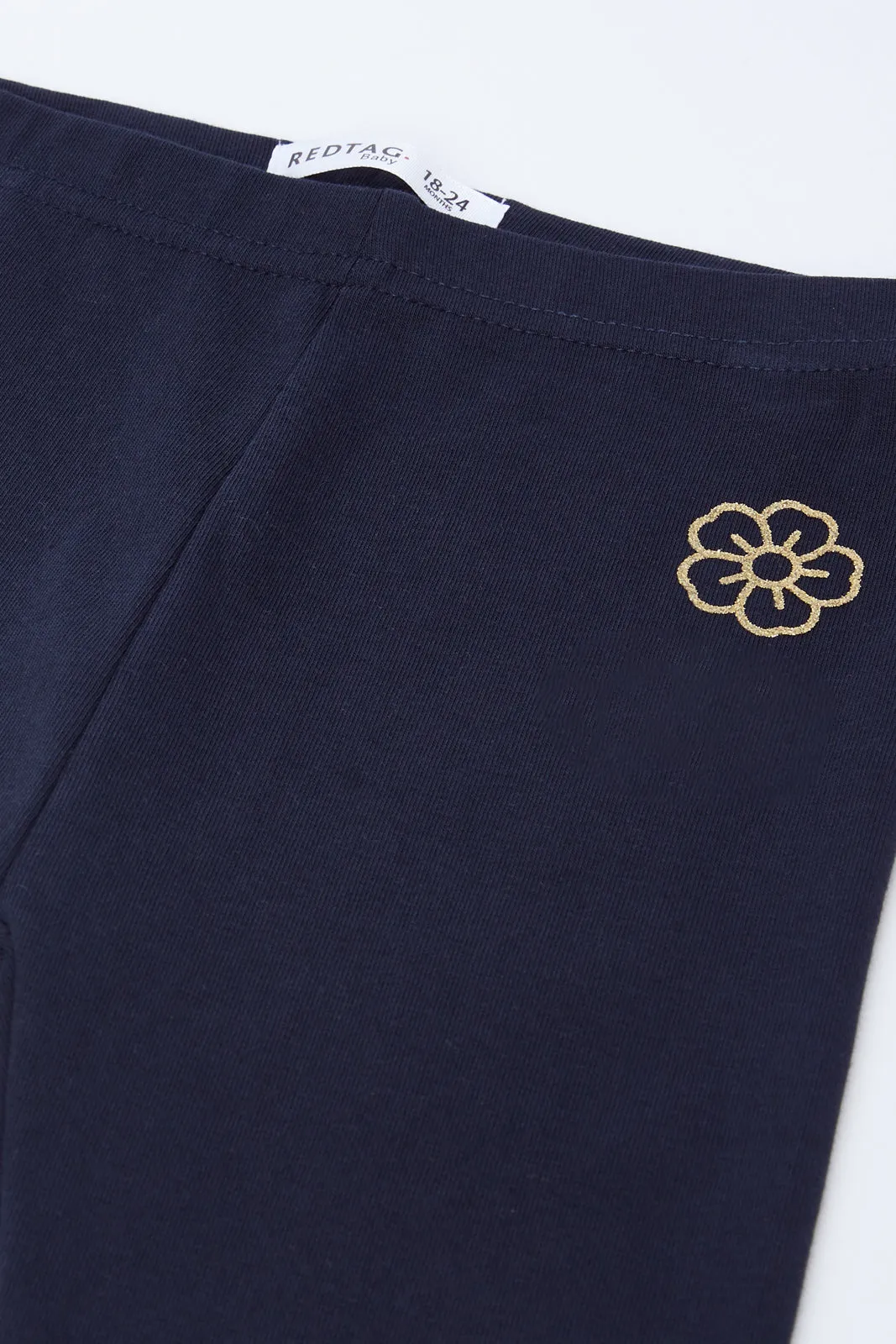 Infant Girls Navy Floral Embroidery Leggings sold by Redtag product image thumbnail 2