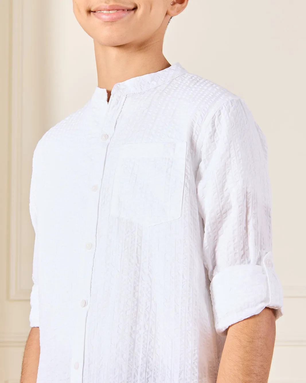 Senior Boys White Casual Shirt sold by Redtag product image thumbnail 4